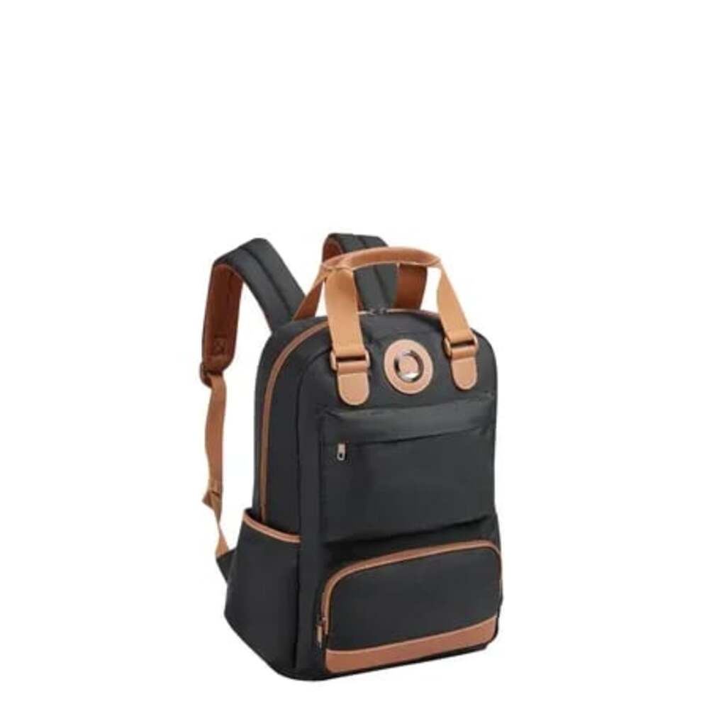 Delsey Paris Chatelet Air 2.0 Laptop Backpack Black and Tan